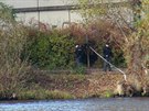 Policisté prohledávají prostor u Vltavy poblí Barrandovského mostu, kde nali...