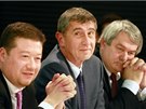Tomio Okamura, Andrej Babi a Vojtch Filip pi pedvolební debat lídr stran,...