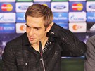 Obránce Philippa Lahma z Bayernu Mnichov na tiskové konferenci ped zápasem...