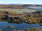 Podzimní Island, sever ostrova - krajina v okolí jezera Mývatn (29. záí 2013).