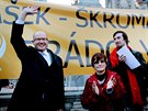 Demonstrace proti povolebnímu dní v SSD na námstí Svobody v Brn