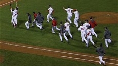Radost baseballist Boston Red Sox po vítzství ve Svtové sérii. 