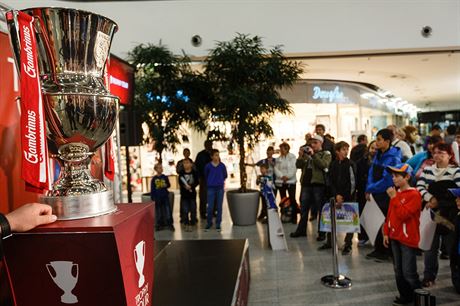 MISTROVSKÁ TROFEJ. Návtvníci boleslavského obchodního centra Bondy obdivují...