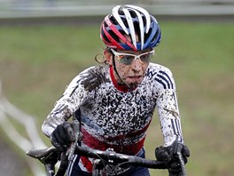 Vítzka závodu en Helen Wymanová na mistrovství Evropy v cyklokrosu. 