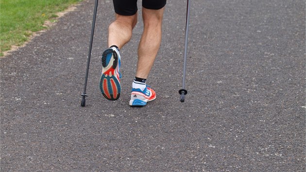 Nordic running zvl�dneme jak v b�n�m ter�nu, tak na asfaltu.