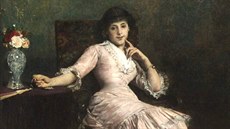 Dáma v rovém at. Obraz Hynais namaloval roku 1880.