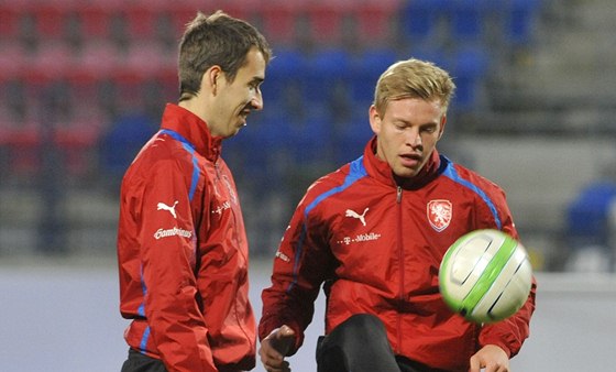 Tomáš Hořava (vlevo) a Matěj Vydra na tréninku české reprezentace v Olomouci. 