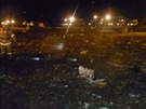 Fotografie z místa nehody boeingu 737-500 na letiti v Kazani