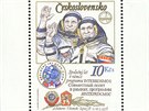 Známka s kosmonauty A. Gubarevem a Vladimírem Remkem