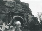 Stavba Vyehradského tunelu, fotografie pochází zejm z roku 1903, tedy z doby