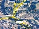 Koridor vedení lanové dráhy, která by měla propojit tři městské části - Prahu