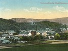 Kolorovaný obrázek obce od západu - poátek 20. století