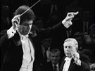 Dirigent Jií Blohlávek a klavírista Rudolf Firkuný na Praském jaru 1990