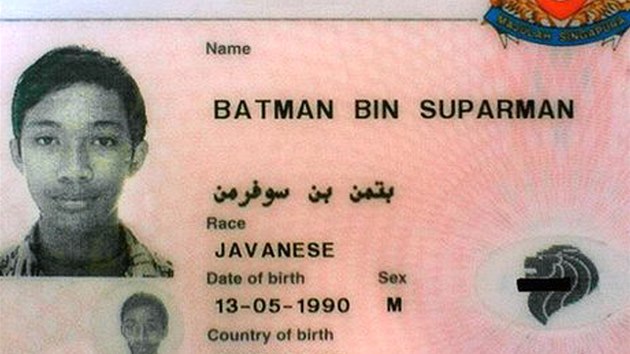 V Singapuru byl uvznn zlodj se jménem Batman bin Superman.