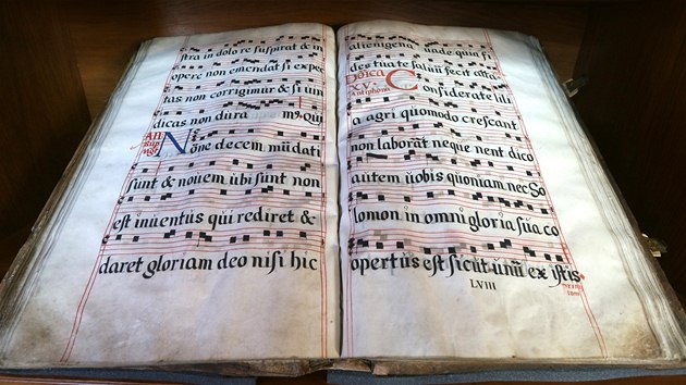 Kaligraficky vyveden rukopisn zpvnk Nikolause Hermanna z obdob kolem roku 1550.