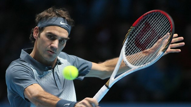 Roger Federer na londnskm Turnaji mistr.