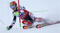 Marcel Hirscher  na trati slalomu v Levi.