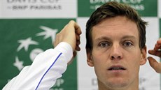 eský tenista Tomá Berdych na tiskové konferenci ped finále Davisova poháru.