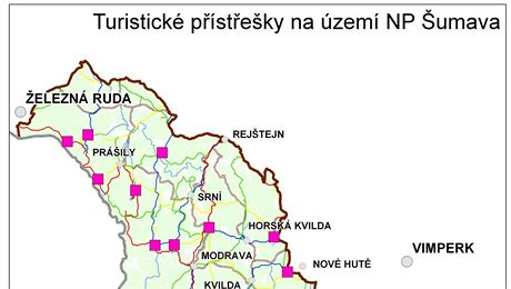Mapa turistickch pstek v NP umava.