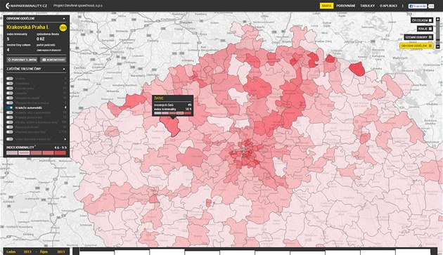 mapa kriminality praha Mapa kriminality ukáže, jak je nebezpečný policejní okrsek, kde  mapa kriminality praha