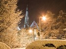 V noci z pondlí na úterý 26. listopadu sníh pokryl centrum Olomouce. Na snímku