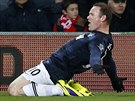 Wayne Rooney z Manchester United slaví svj gól proti Cardiffu.