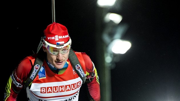 esk biatlonista Ondej Moravec na trati zvodu Svtovho pohru, kter se jel ve vdskm stersundu.