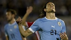 Edinson Cavani z Uruguaye lituje promarnné ance proti Jordánsku.