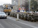 Rekonstrukce tramvajové trat a vozovky v Evropské ulici.