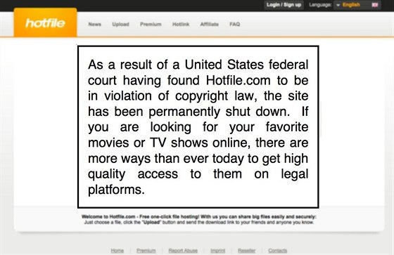 Ze serverů Hotfile.com si již nic nestáhnete.
