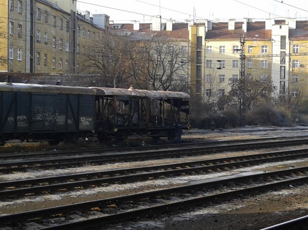 Požár vagónu na nádraží Vršovice