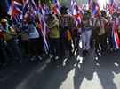 Podle odhad kráelo Bangkokem na sto tisíc demonstrant.  ada z nich se na...