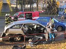Nehoda autobusu a osobních voz v Rychnov nad Knnou