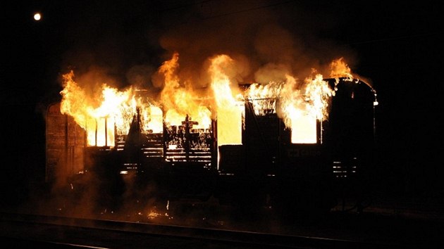 Požár vagonu na nákladovém nádraží Praha - Vršovice