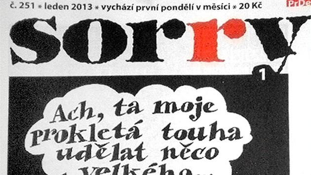Tituln strana asopisu Sorry (leden 2013)