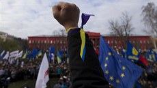 Protesty na náměstí Svobody v ukrajinském Kyjevě