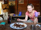 Restaurace v Hombu v Jiním Kivu (DRK). Vtinou byla vude k jídlu jen rýe a...