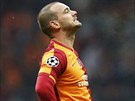 Wesley Sneijder  z Galatasaray bhem dohrávaného duelu Ligy mistr proti...