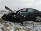 Audi ukradené 7. prosince 2013 v Nmecku havarovalo tý den na sjezdu dálnice u...