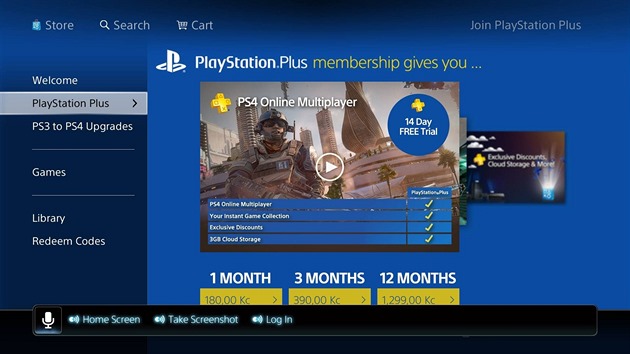 PlayStation 4 - předplatná PlayStation Plus je potřeba pro hraní her on-line