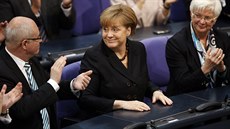 Angela Merkelová krátce poté, co ji nmetí poslanci opt zvolili kanclékou...