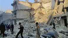 Poslední série útok syrské armády srovnala nkteré domy v Aleppu zcela se zemí...