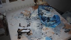 Ho�ící sváte�ní dekorace a její ha�ení zp�sobily v Lu�i p�titisícovou �kodu.