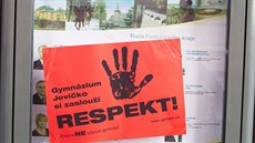 Také studenti Gymnázia Jevíčko protestovali proti slučování a rušení škol.