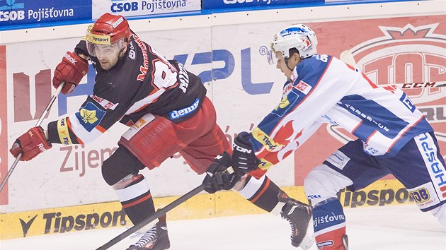 Momentka z extraligovho utkn Pardubice - Hradec Krlov.
