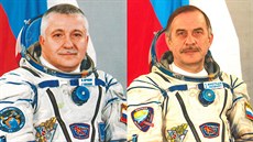 Ruští kosmonauti Pavel Vinogradov (vpravo) a Fjodor Jurčichin.