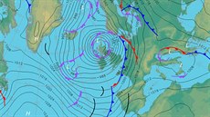 Tlaková níe Dirk se sice na této pedpovdi britského Meteorologického úadu...