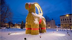 Slamná vánoní koza ve védském Gävle.