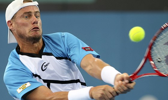 Leyton Hewitt ve finále turnaje v Brisbane. Australský tenista v nm vydel