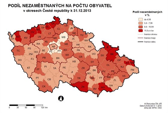 Nezaměstnanost v ČR na konci roku 2013.